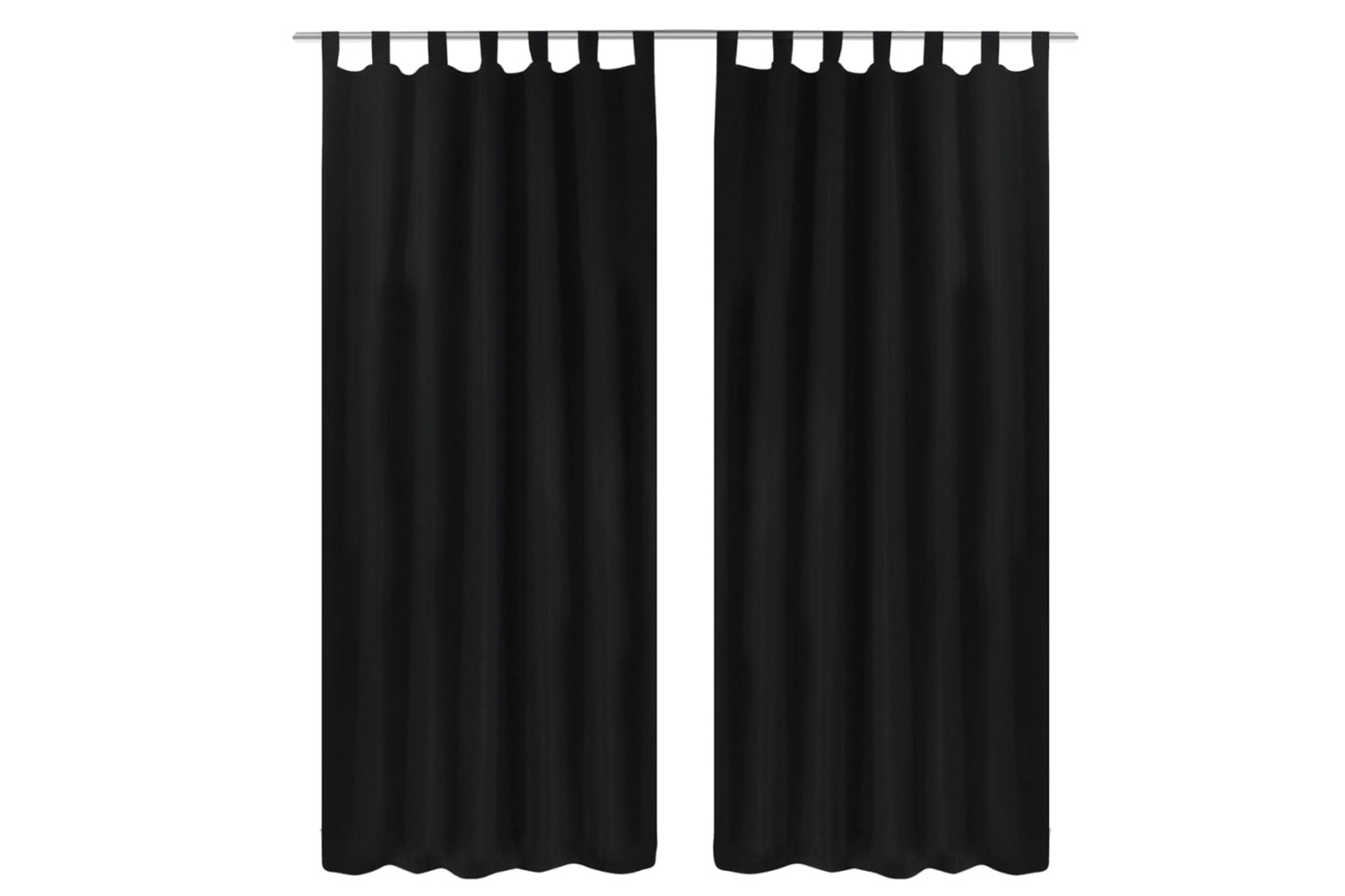 vidaXL 130355 2 Pcs Black Micro-satin Curtains With Loops 140 X 245cm