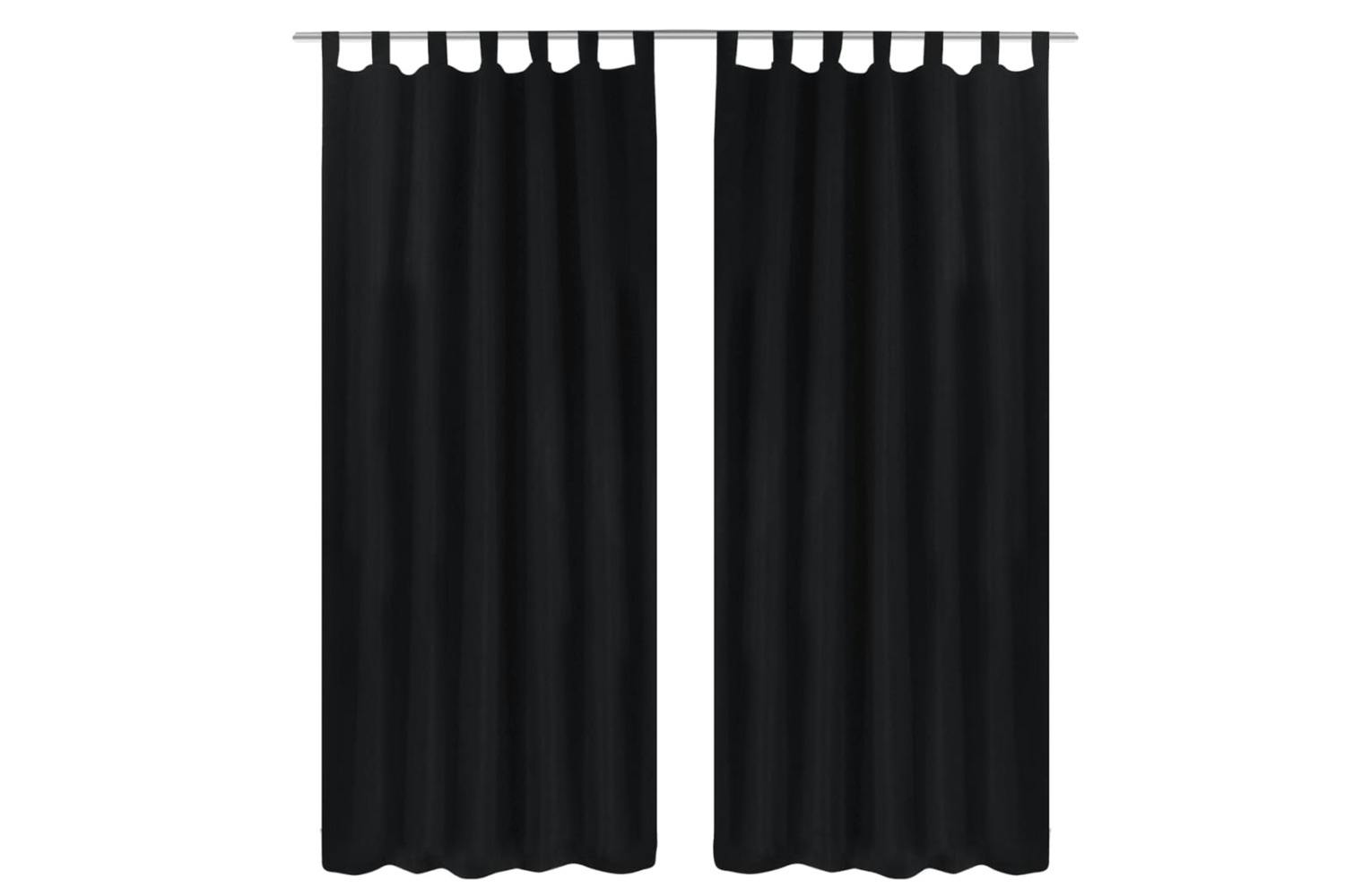 Vidaxl 130355 2 Pcs Black Micro-satin Curtains With Loops 140 X 245 Cm