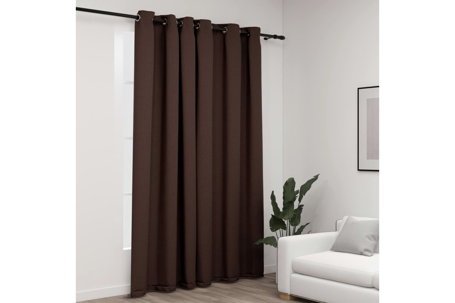 Vidaxl Linen-look Blackout Curtain With Grommets Taupe 290x245cm