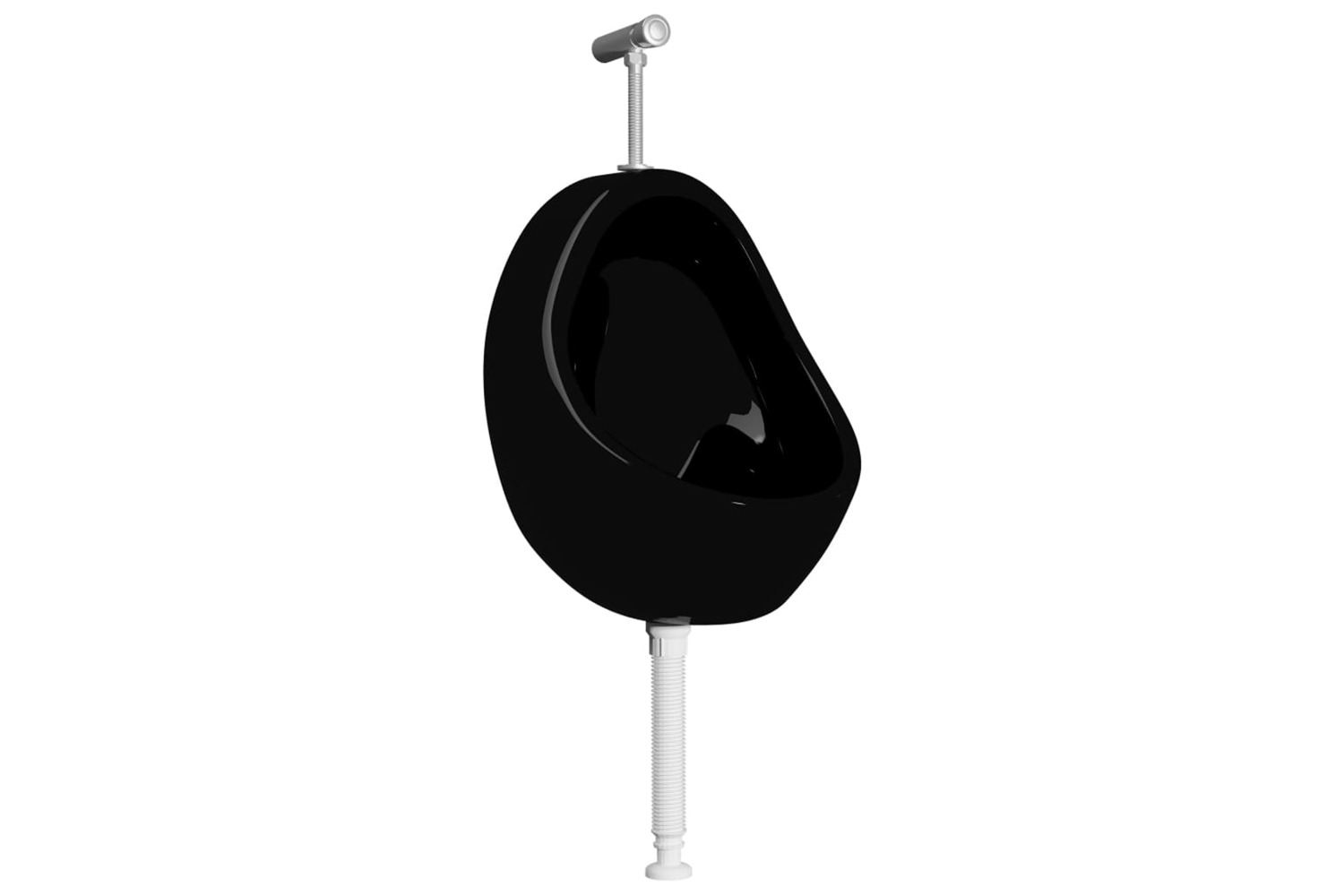 vidaXL 143992 Wall Hung Urinal With Flush Valve Ceramic Black