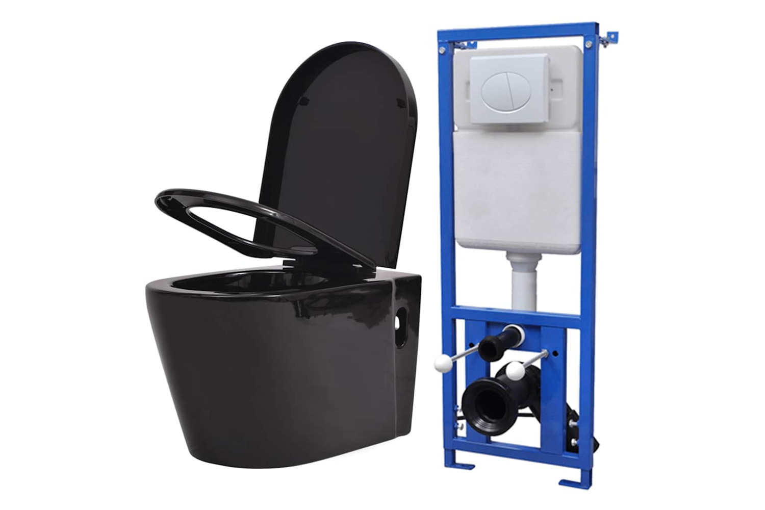 Vidaxl Wall Hung Toilet With Concealed Cistern Ceramic Black