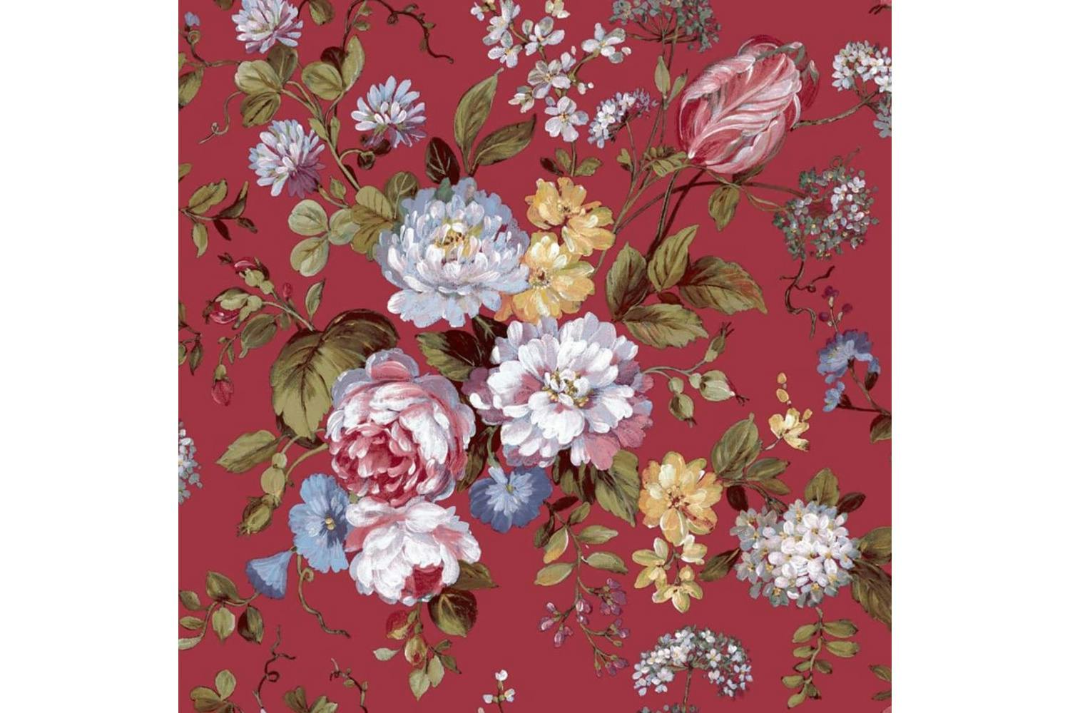 Noordwand 444817 Wallpaper Blooming Garden 6 Big Flowers Red And Blue