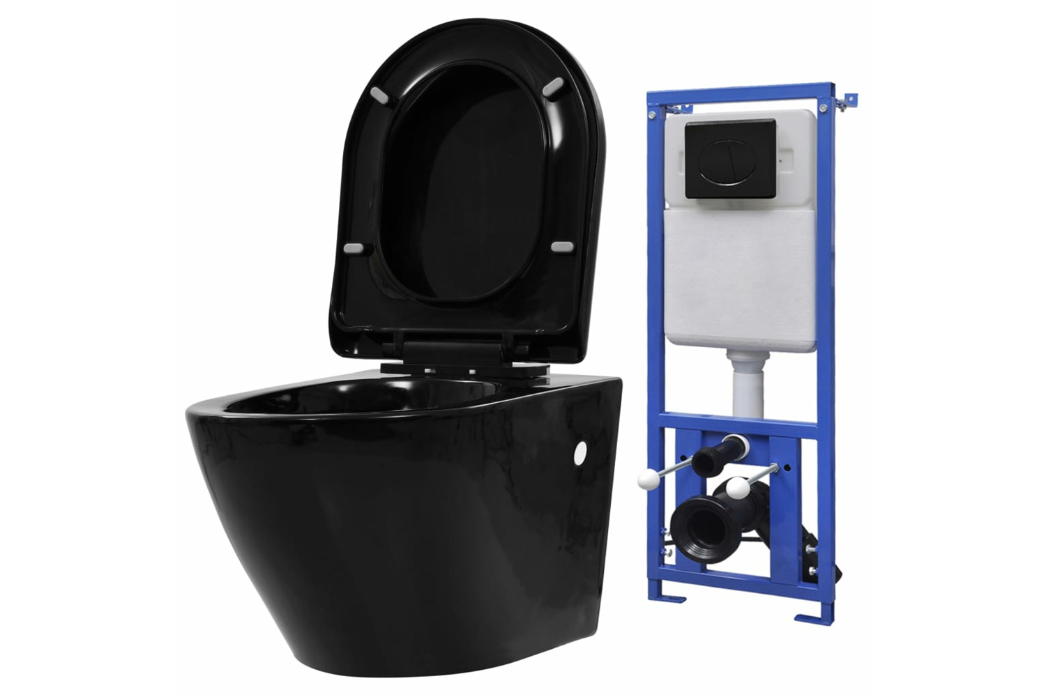 vidaXL 3054478 Wall Hung Toilet With Concealed Cistern Ceramic Black