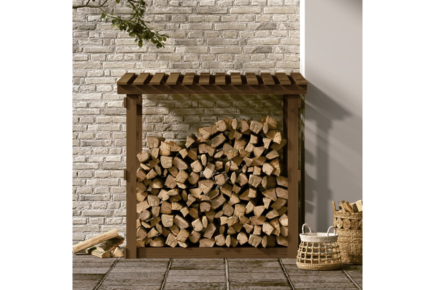 vidaXL 822430 Firewood Rack Honey Brown 108x64.5x109cm Solid Wood Pine