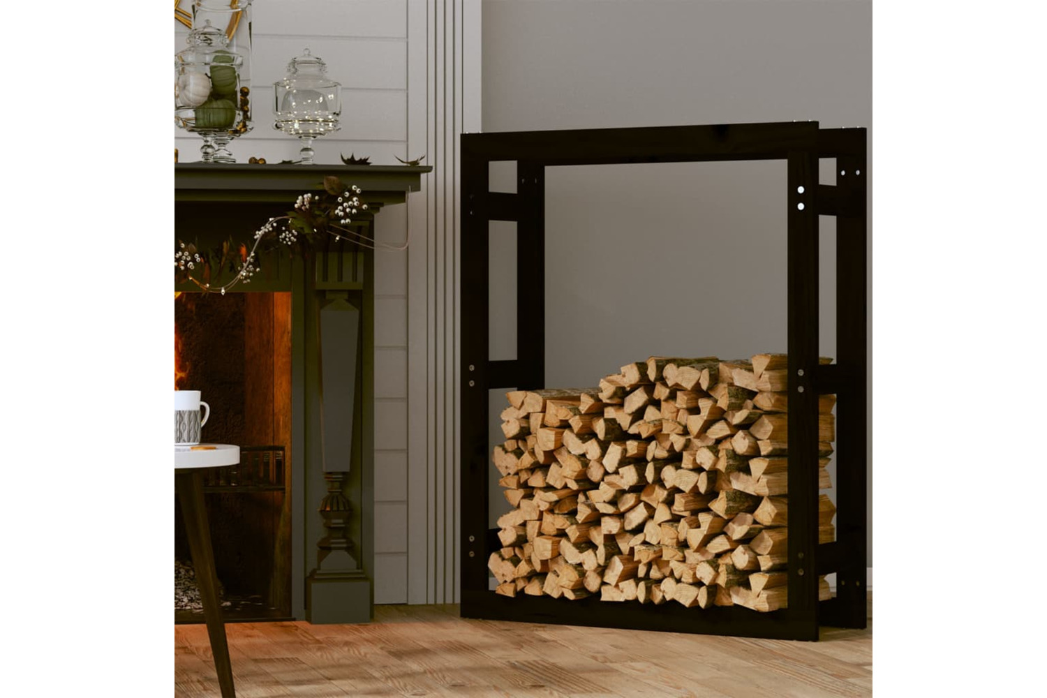 vidaXL 822421 Firewood Rack Black 80x25x100cm Solid Wood Pine