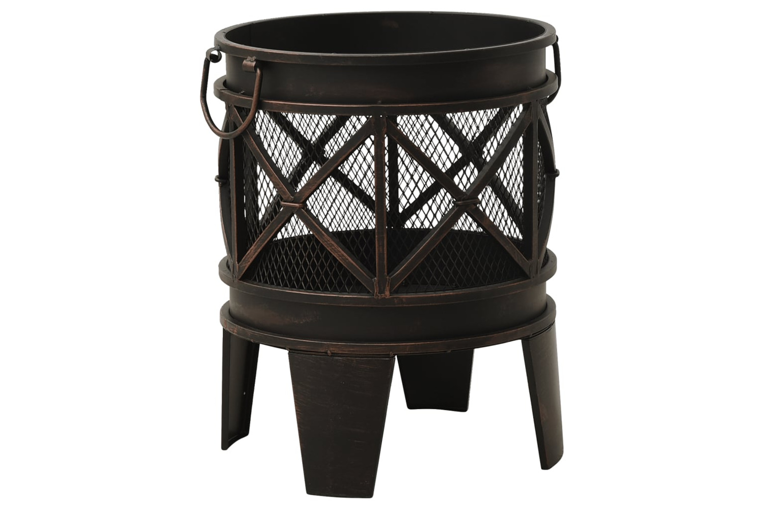 vidaXL 313637 Rustic Fire Pit With Poker ÃÂ¦42x54cm Steel