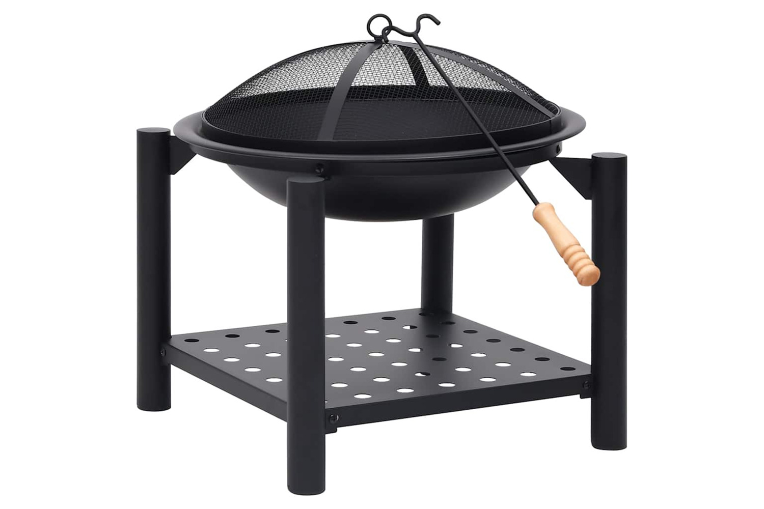 Vidaxl 313639 Fire Pit With Poker 54x54x55 Cm Steel