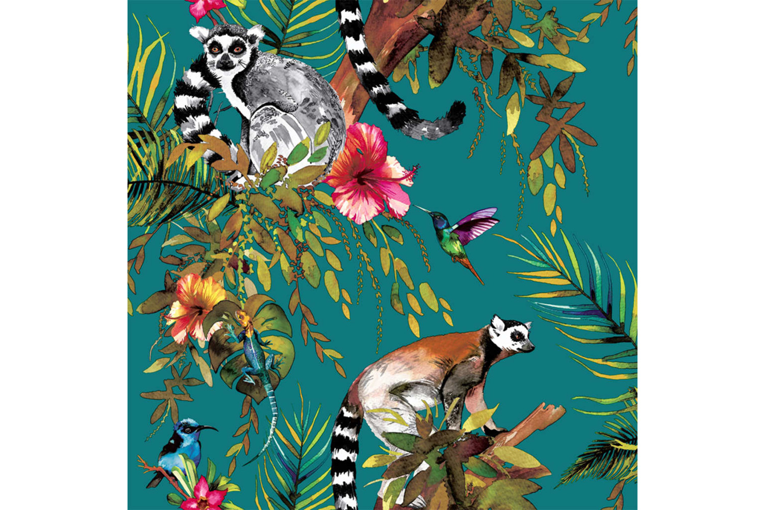 Dutch Wallcoverings 422404 Wallpaper Lemur Green 12402