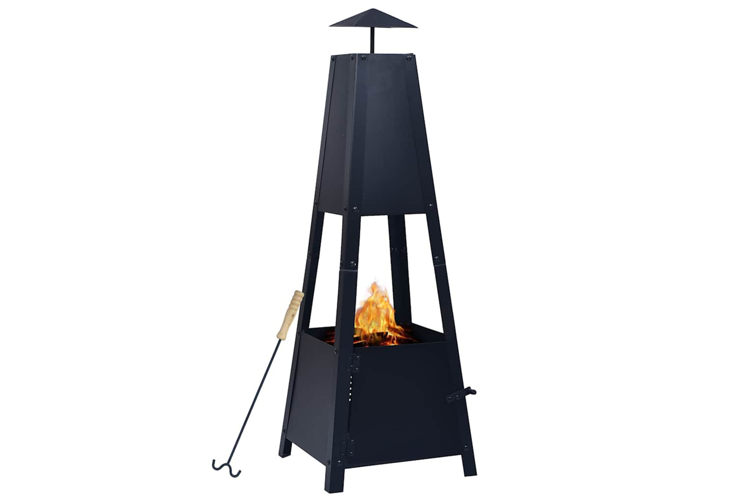 Vidaxl Fire Pit Black 35x35x99 Cm Steel
