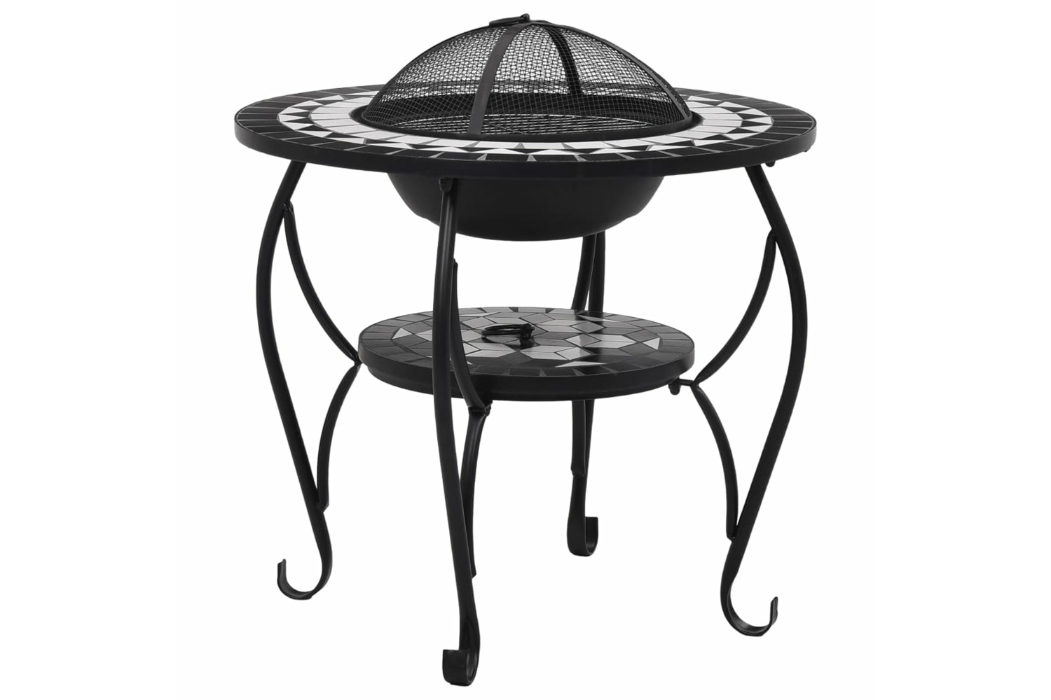 vidaXL 46725 Mosaic Fire Pit Table Black And White 68cm Ceramic