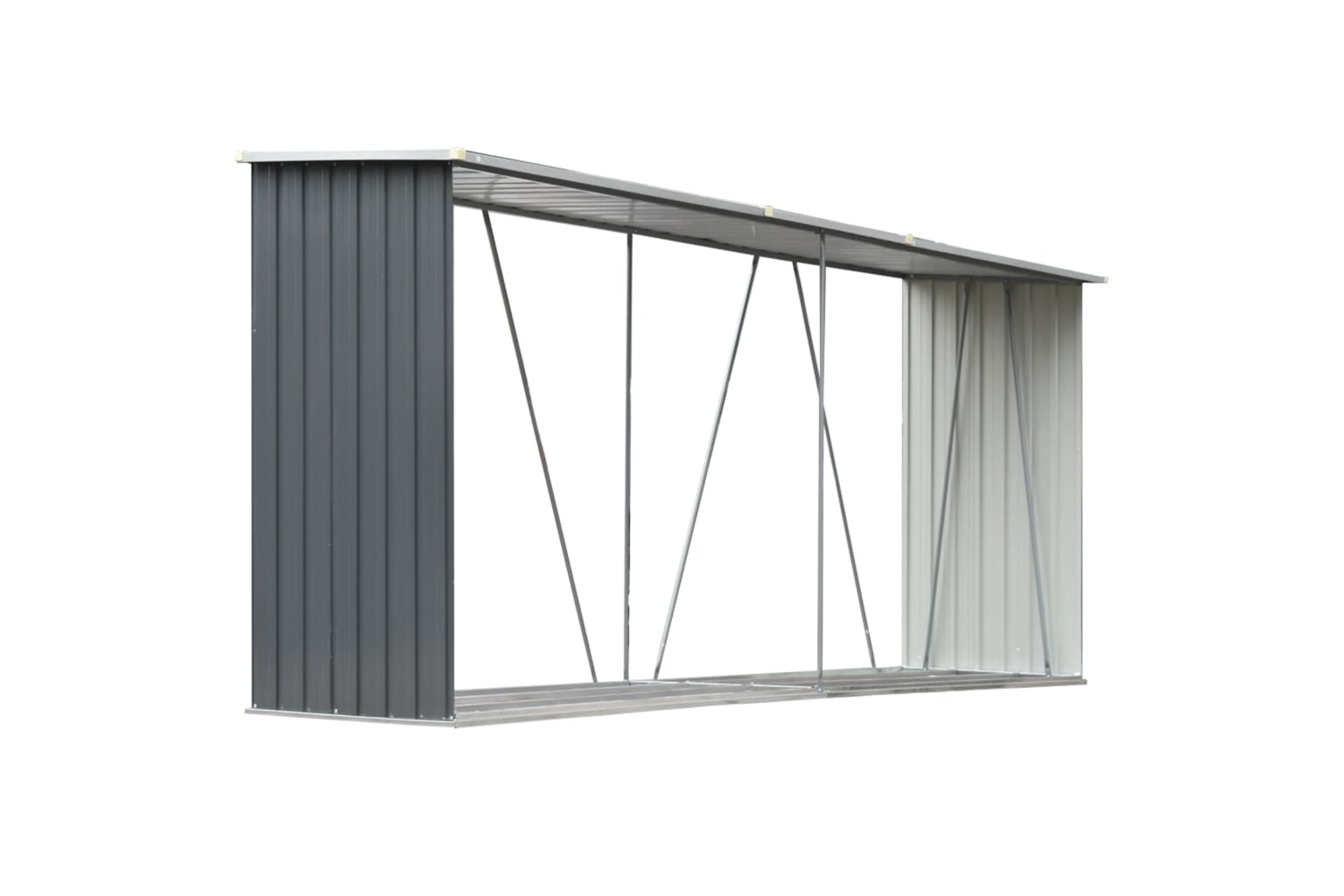 vidaXL 44859 Garden Log Storage Shed Galvanised Steel 330x84x152cm Grey