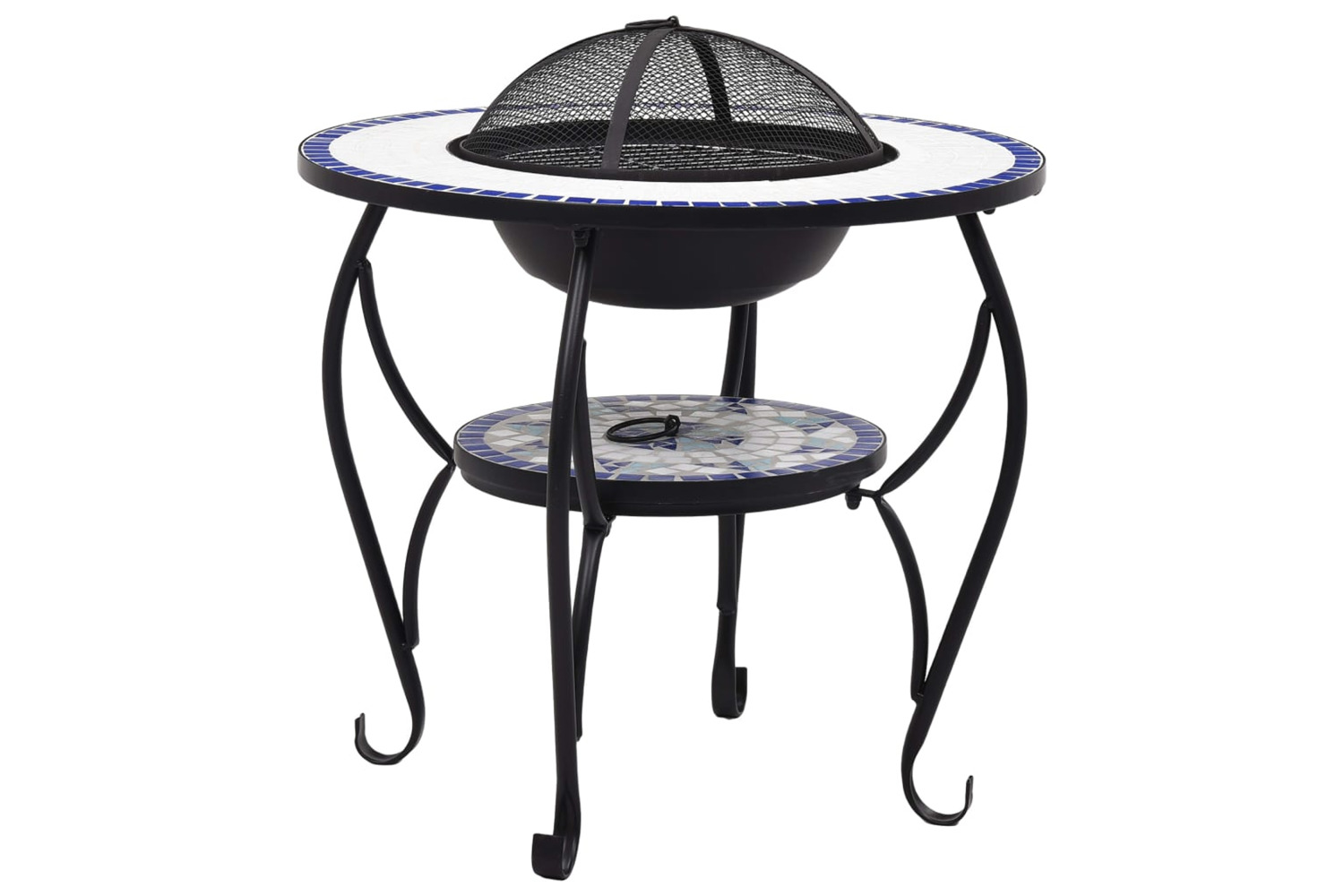 vidaXL 46724 Mosaic Fire Pit Table Blue And White 68cm Ceramic