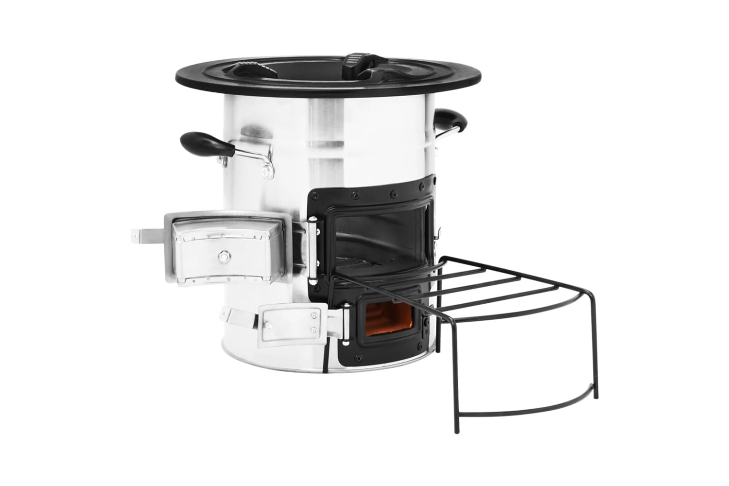 vidaXL 319442 Camping Wood Stove Silver 51.5x35x30.5cm Stainless Steel