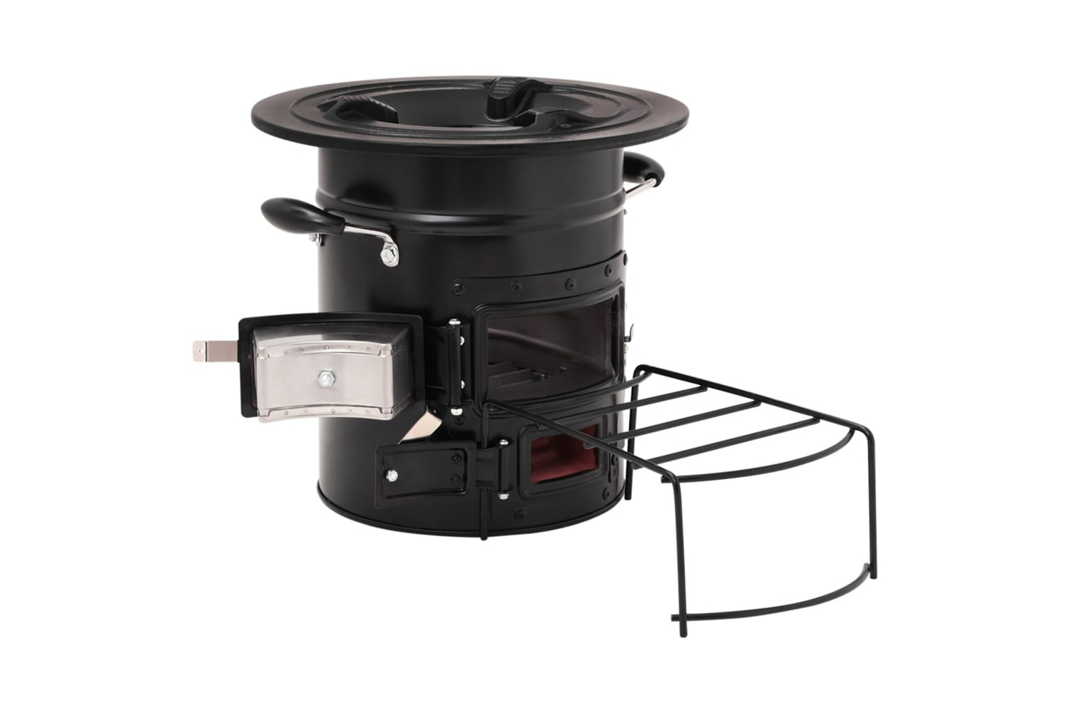 vidaXL 319441 Camping Wood Stove Black 50x33.5x30.5cm Steel