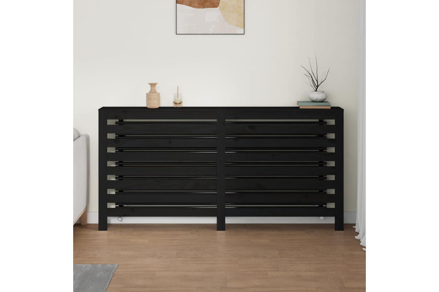 vidaXL 822610 Radiator Cover Black 169x19x84cm Solid Wood Pine