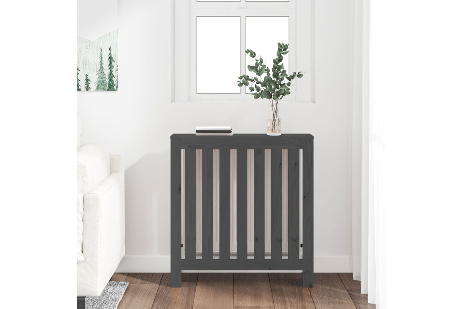 vidaXL 822568 Radiator Cover Grey 79.5x19x84cm Solid Wood Pine