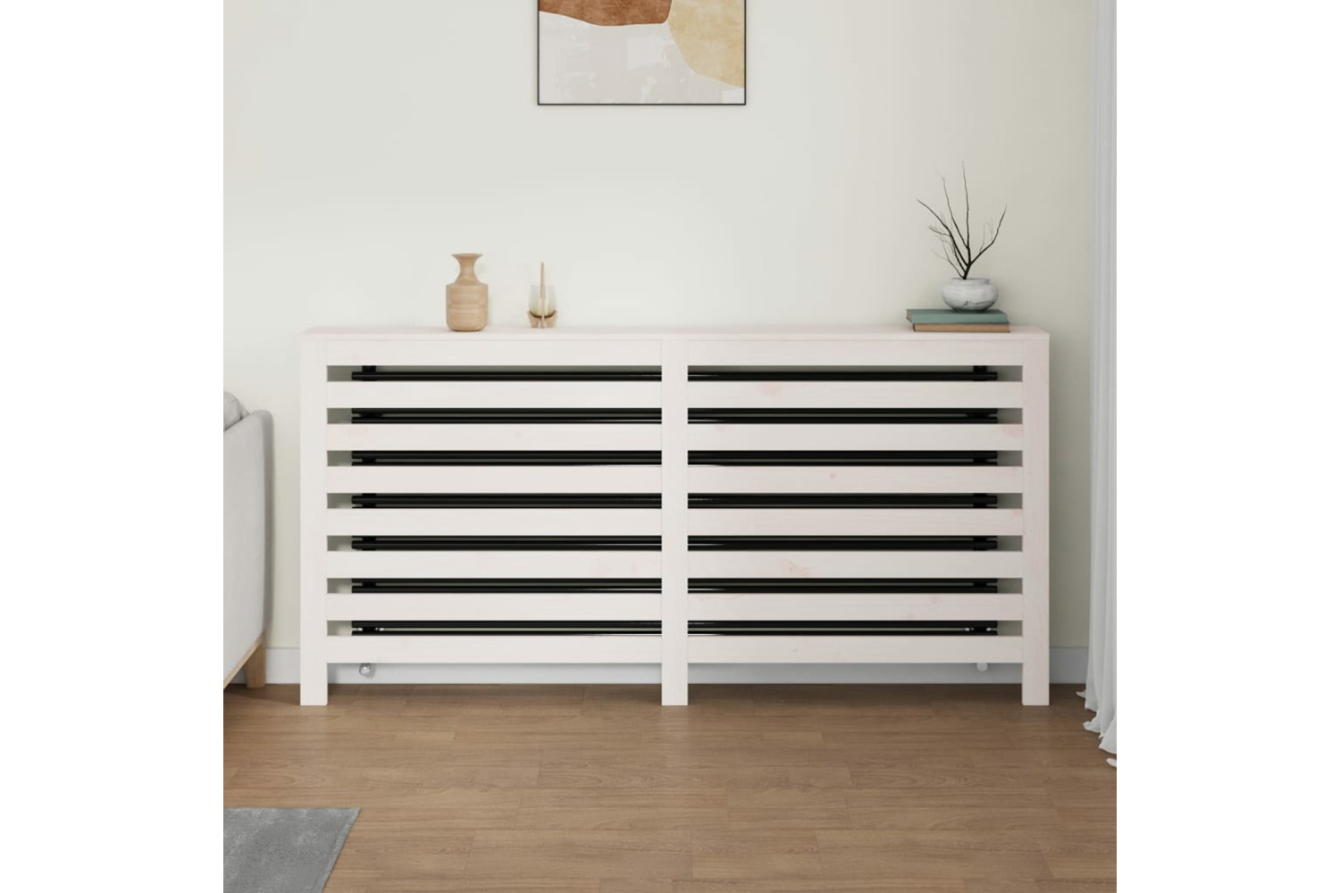 vidaXL 822607 Radiator Cover White 169x19x84cm Solid Wood Pine