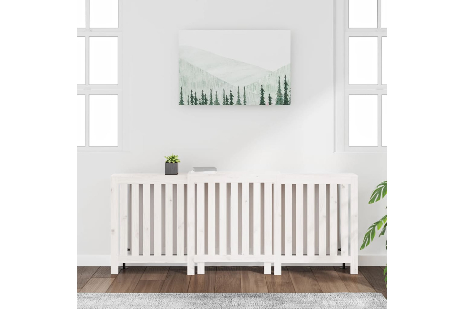 vidaXL 822587 Radiator Cover White 210x21x85cm Solid Wood Pine