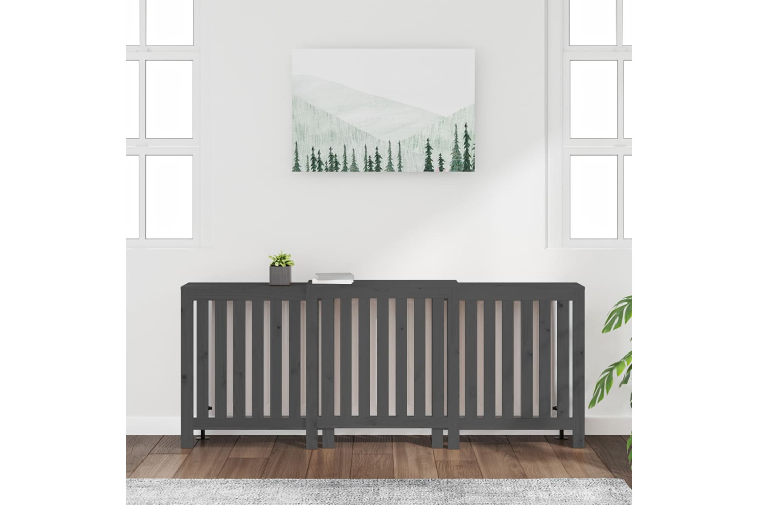 vidaXL 822588 Radiator Cover Grey 210x21x85cm Solid Wood Pine