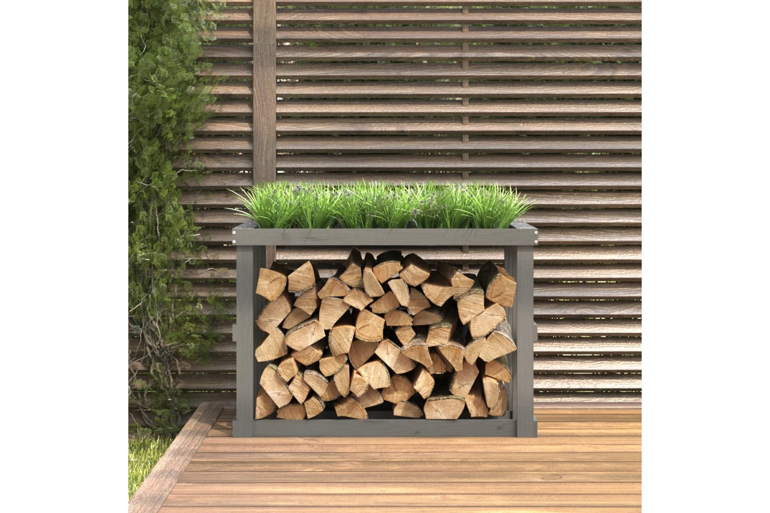 vidaXL 822633 Outdoor Log Holder Grey 108x52x74cm Solid Wood Pine