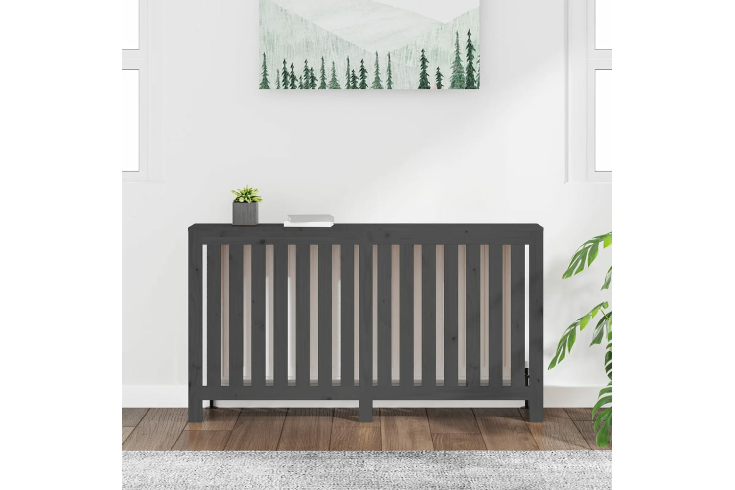 vidaXL 822578 Radiator Cover Grey 153x19x84cm Solid Wood Pine