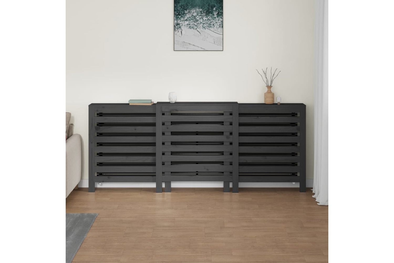 vidaXL 822613 Radiator Cover Grey 210x21x85cm Solid Wood Pine
