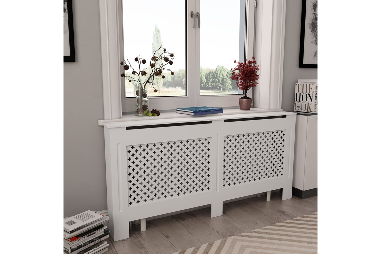 vidaXL 3051379 Radiator Covers 2 Pcs White 172x19x81.5cm Mdf
