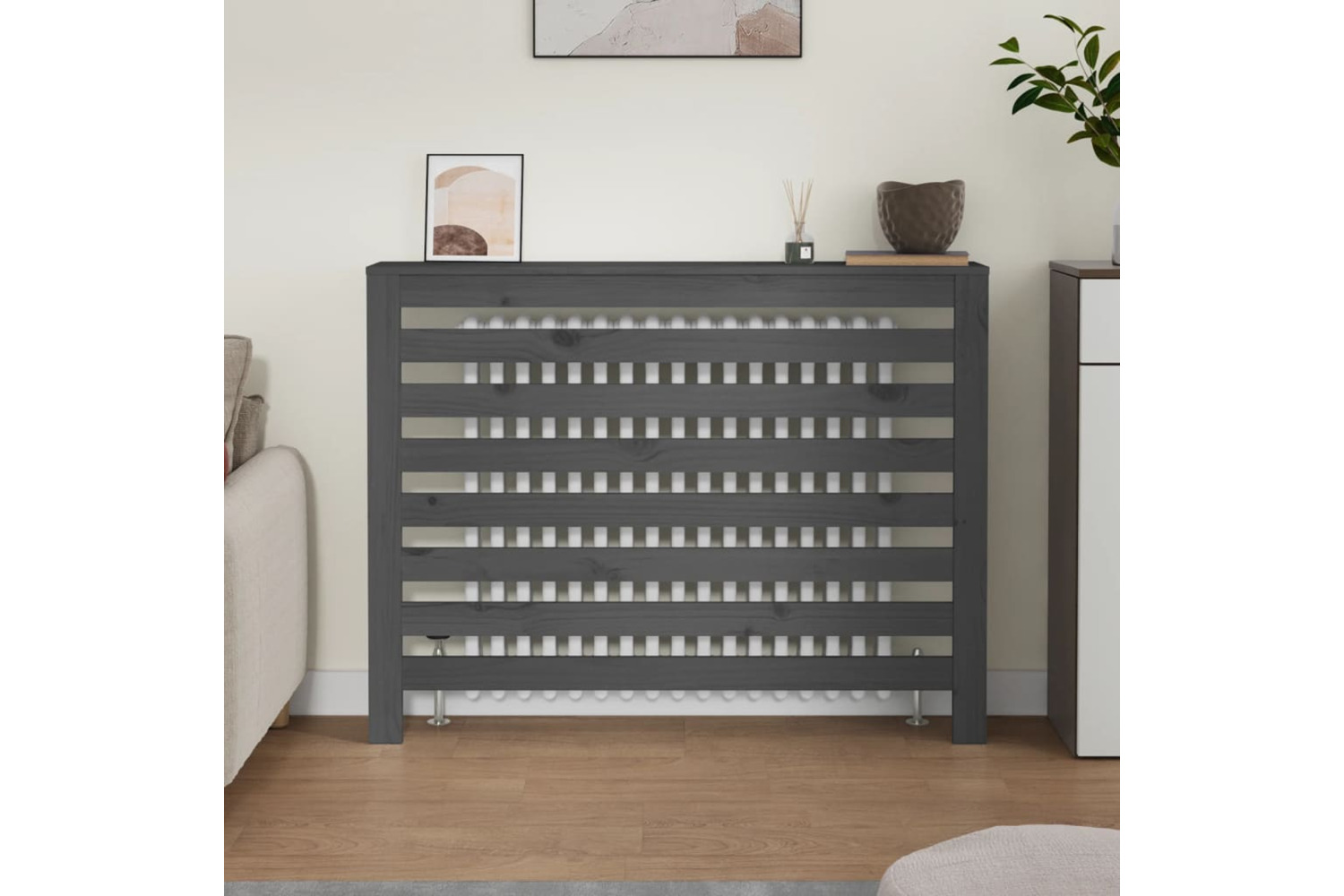 vidaXL 822598 Radiator Cover Grey 108.5x19x84cm Solid Wood Pine