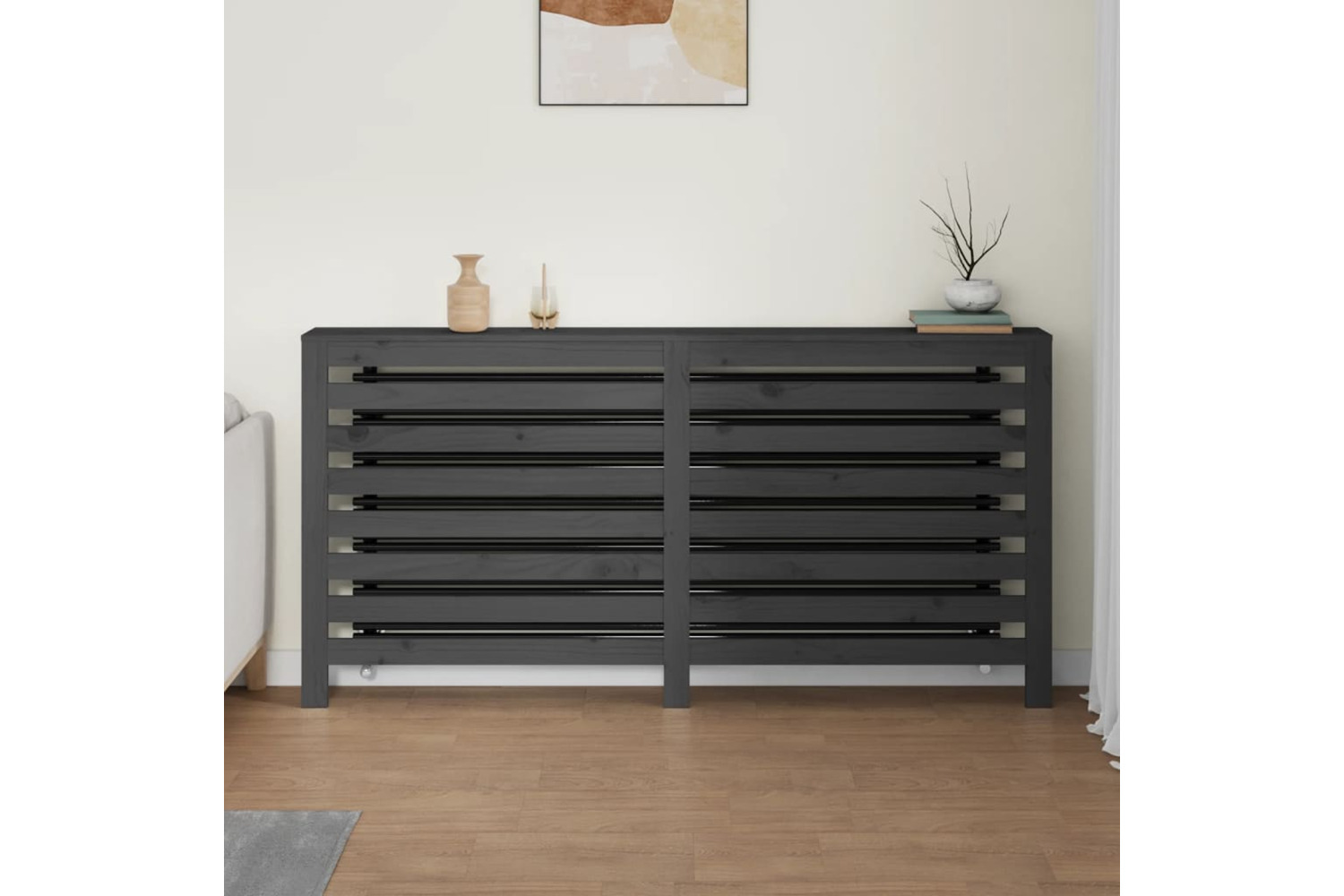 vidaXL 822608 Radiator Cover Grey 169x19x84cm Solid Wood Pine