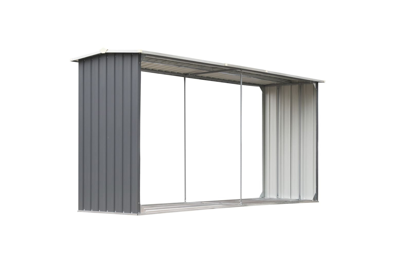 vidaXL 44860 Garden Log Storage Shed Galvanised Steel 330x92x153cm Grey