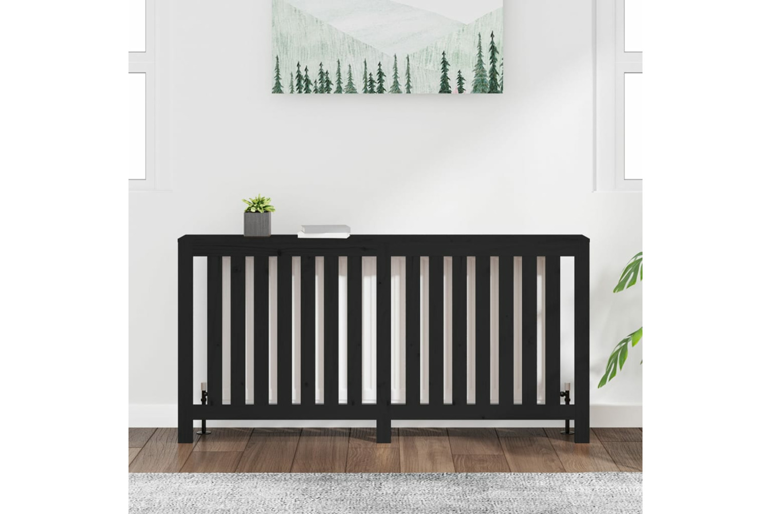 vidaXL 822585 Radiator Cover Black 169x19x84cm Solid Wood Pine