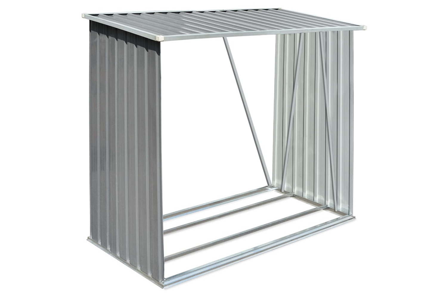 vidaXL 44959 Garden Log Storage Shed Galvanised Steel 163x83x154cm Grey
