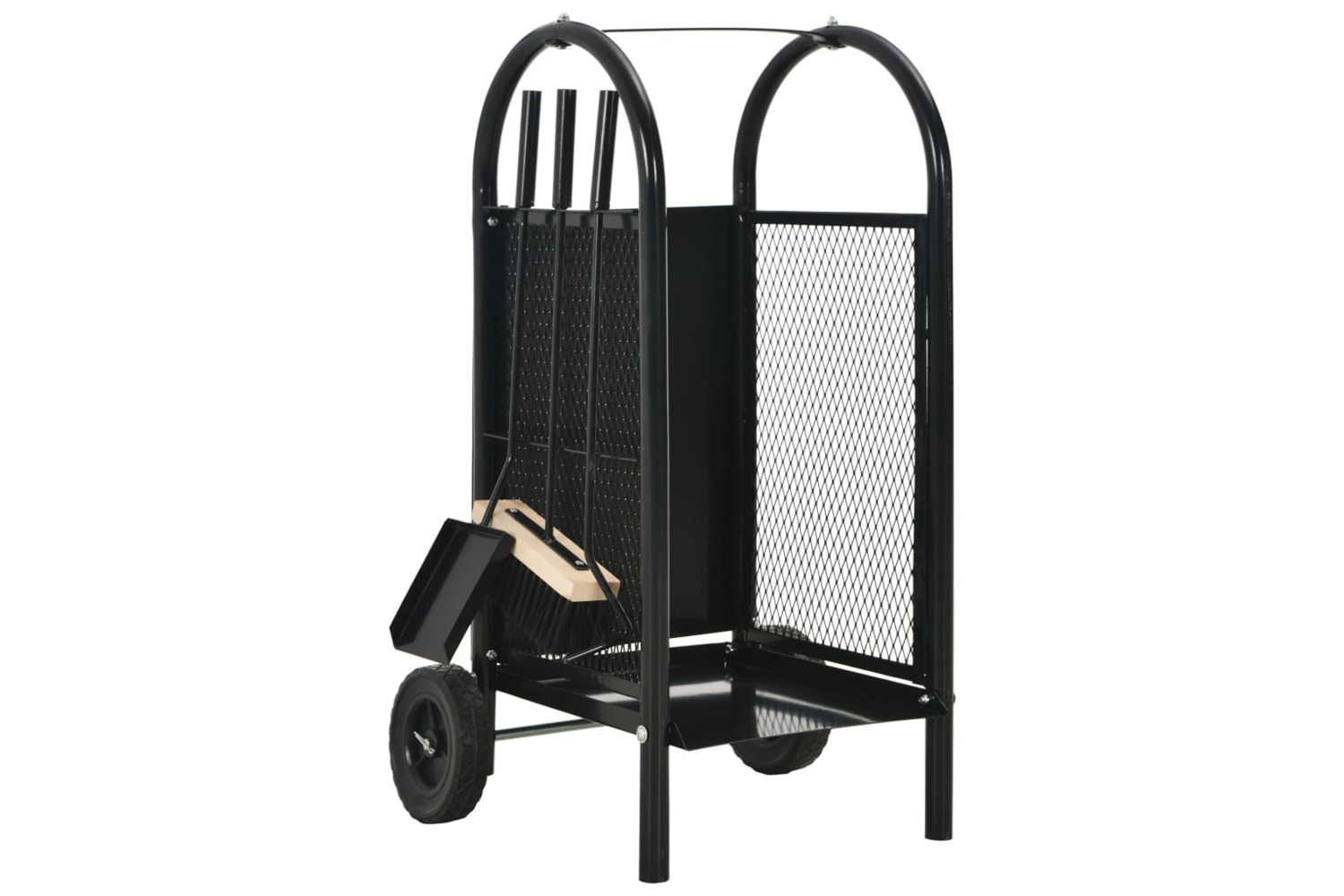 vidaXL 284703 Firewood Cart Black 30x35x81cm Steel