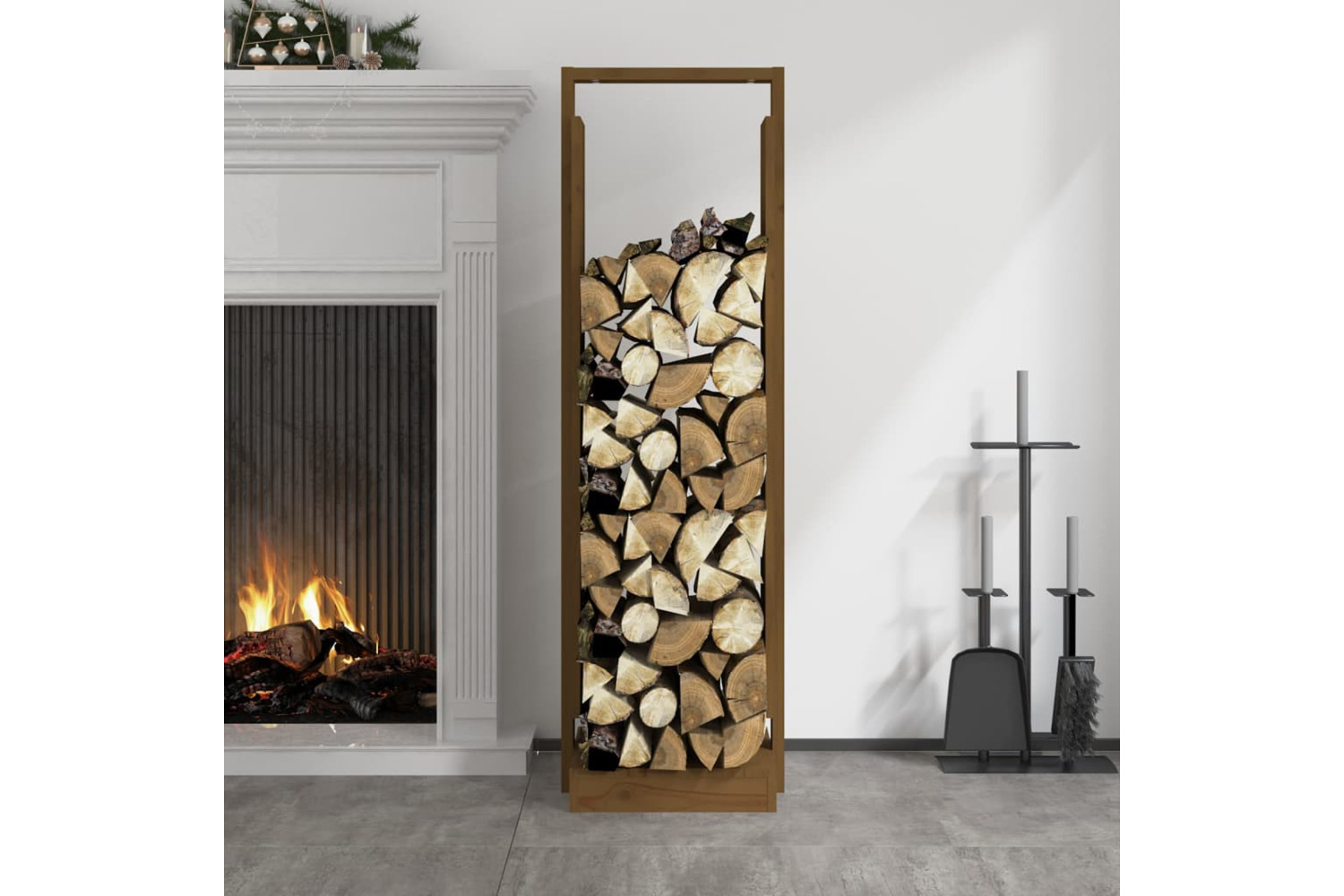 vidaXL 822624 Log Holder Honey Brown 33.5x30x110cm Solid Wood Pine