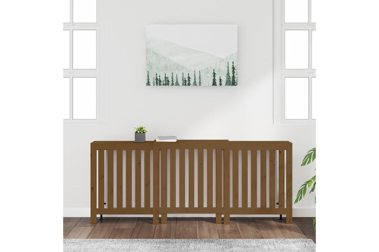 vidaXL 822589 Radiator Cover Honey Brown 210x21x85cm Solid Wood Pine