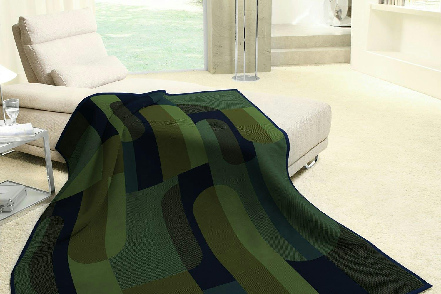 Biederlack Echo Green Cotton Blanket | 150 x 200cm