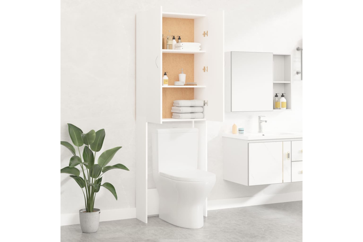 vidaXL Washing Machine Cabinet White 64x25.5x190cm