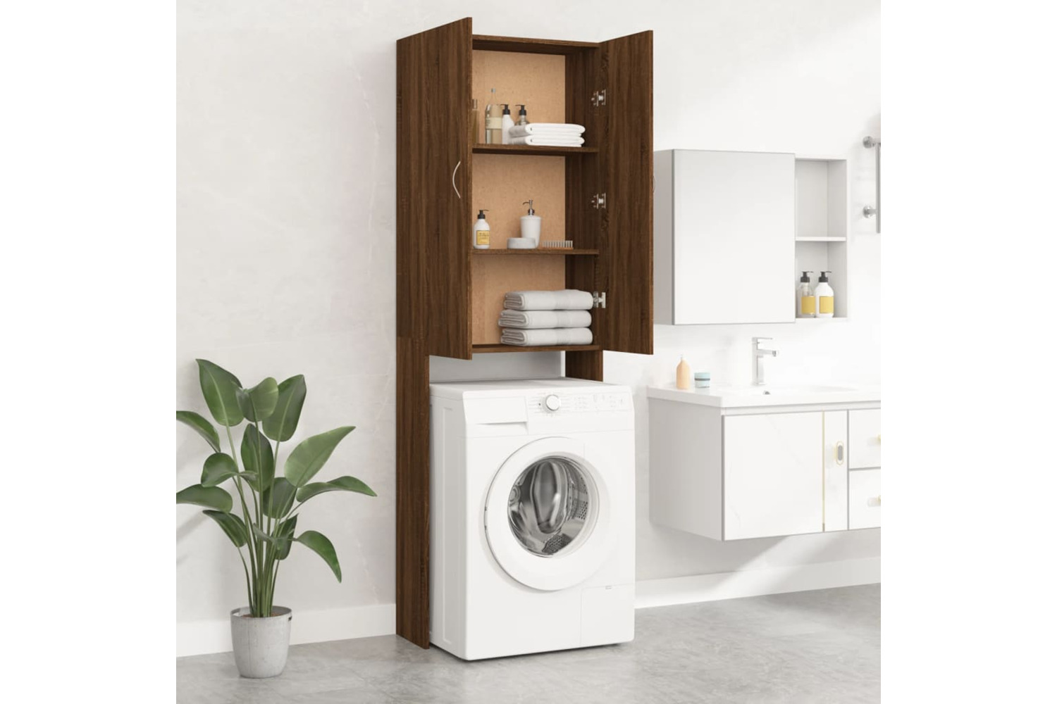 vidaXL Washing Machine Cabinet Brown Oak 64x25.5x190cm