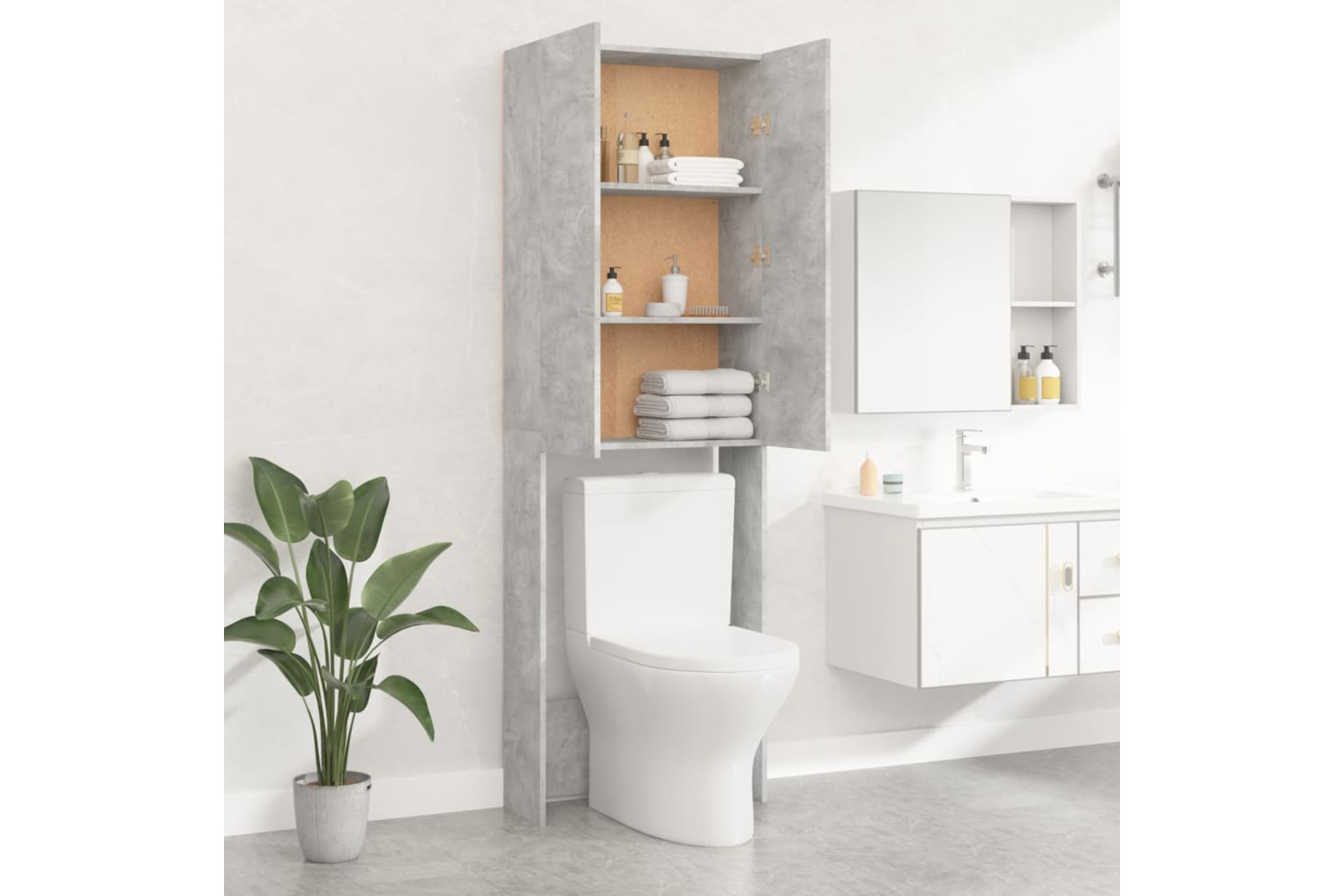 vidaXL Washing Machine Cabinet Concrete Grey 64x25.5x190cm