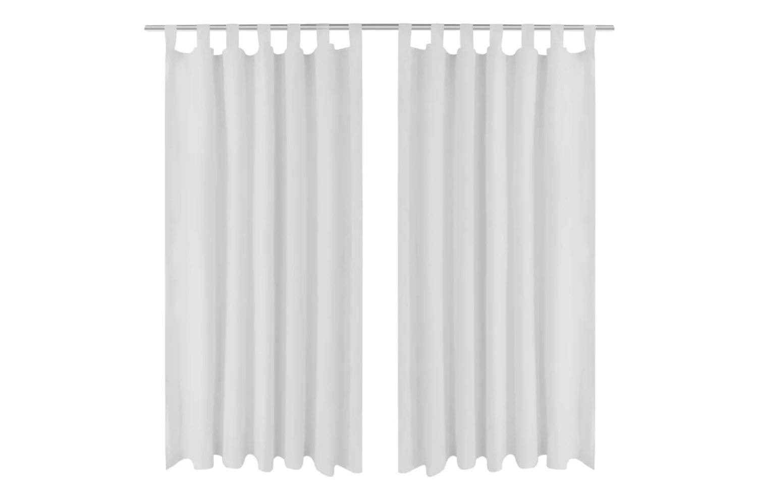 Vidaxl 130359 2 Pcs White Micro-satin Curtains With Loops 140 X 175 Cm