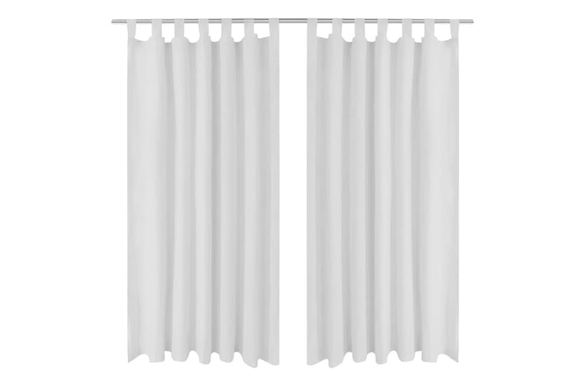 Vidaxl 130359 2 Pcs White Micro-satin Curtains With Loops 140 X 175 Cm