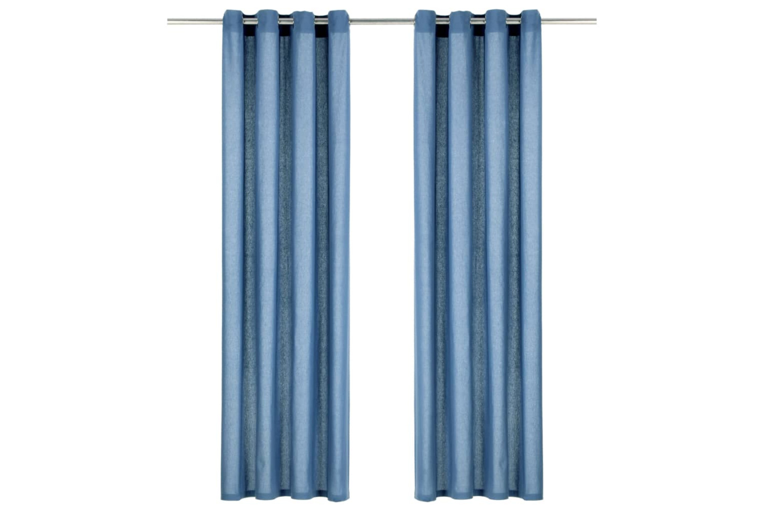 vidaXL 134328 Curtains With Metal Rings 2 Pcs Cotton 140x245cm Blue