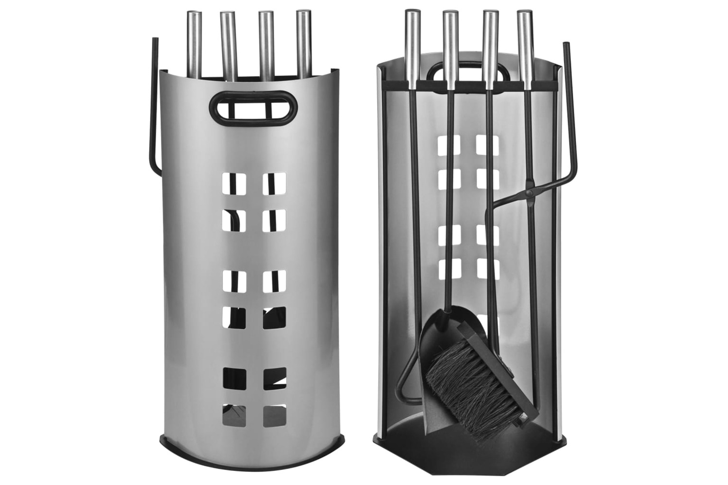 Hi Fireplace Tool Set 5 Pcs Silver 23x15x52 Cm