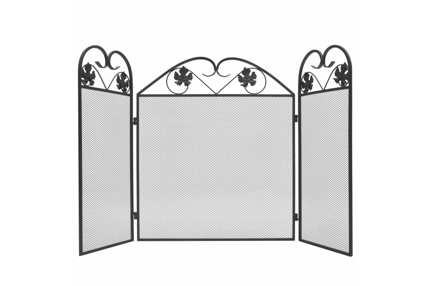 vidaXL 242005 3-panel Fireplace Screen Iron Black