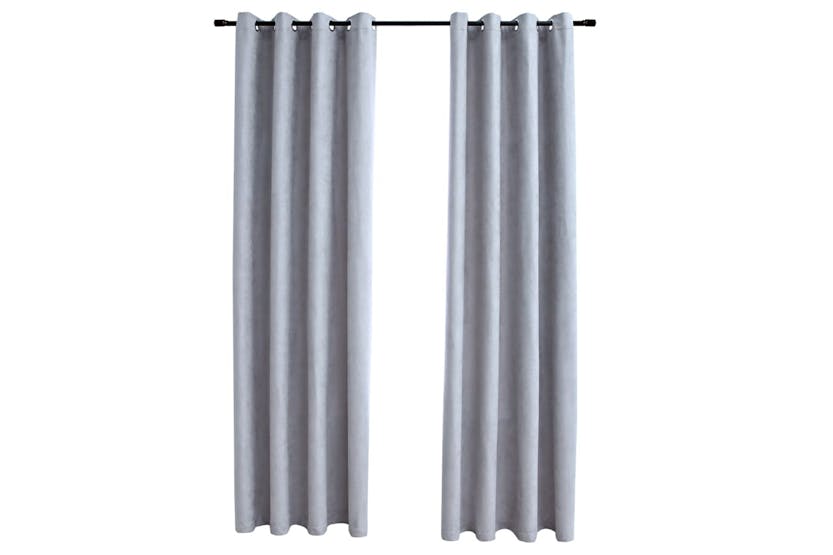 Vidaxl 134466 Blackout Curtains With Metal Rings 2 Pcs Grey 140x245 Cm