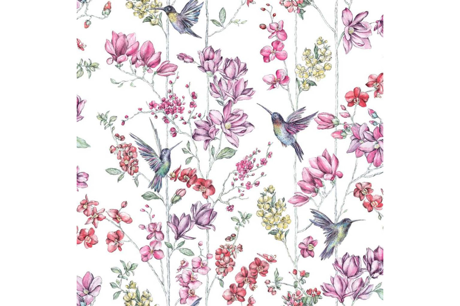 Dutch Wallcoverings 426216 Wallpaper Hummingbird Pink
