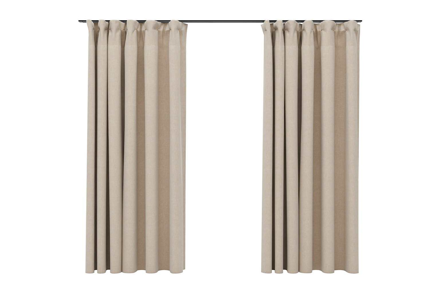 Vidaxl Linen-look Blackout Curtains With Hooks 2 Pcs Beige 140x175 Cm
