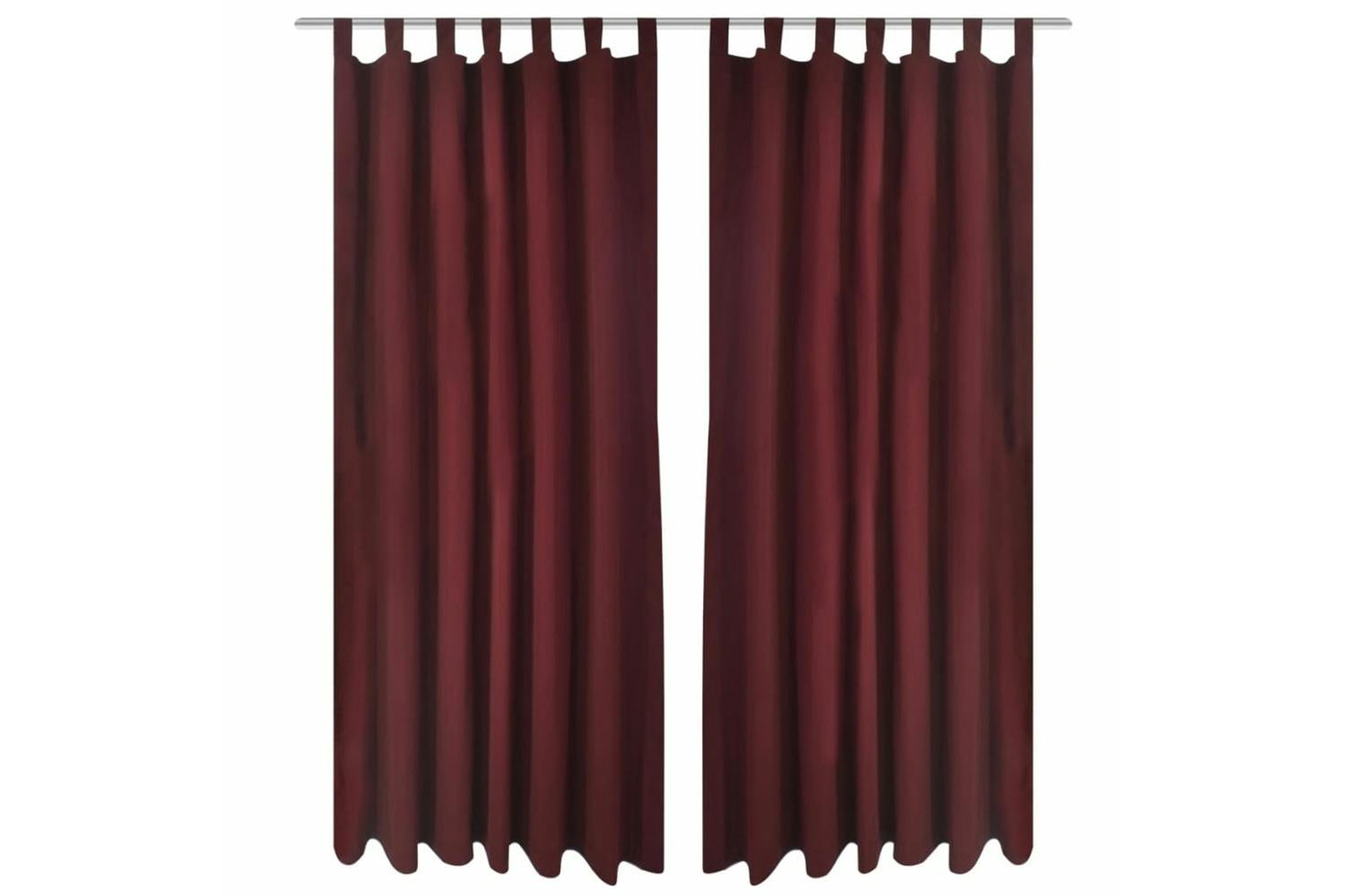 Vidaxl 130363 2 Pcs Bordeaux Micro-satin Curtains With Loops 140 X 225 Cm