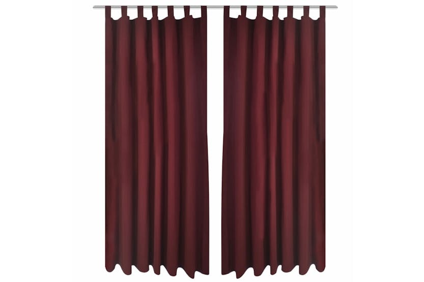 Vidaxl 130363 2 Pcs Bordeaux Micro-satin Curtains With Loops 140 X 225 Cm