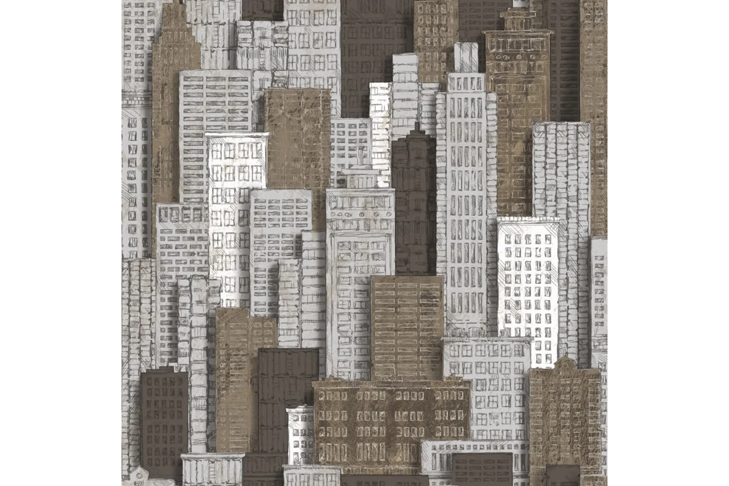 Noordwand 425291 Urban Friends & Coffee Wallpaper City Apartments White And Gold